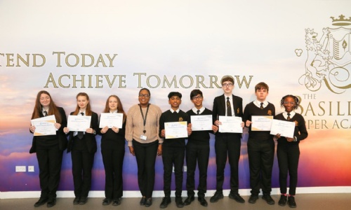 Upper Academy students with their UK Maths Trust Certificates